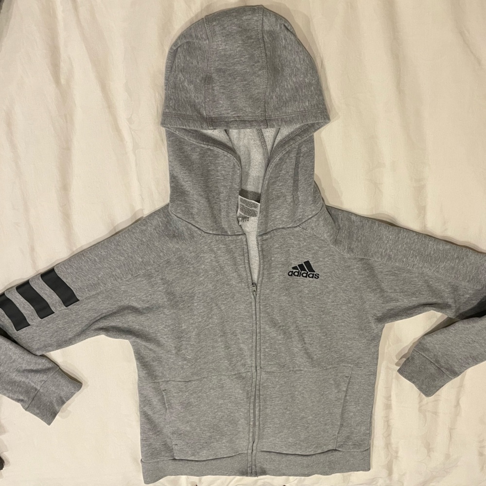 Girls Adidas gray hoodie in size medium 10-12, excellent condition